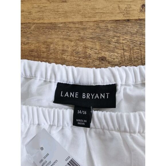 Lane Bryant NWT 14/16 White Off Shoulder Grossgrain Ribbon Trim Cotton Top Shirt - Picture 4 of 8
